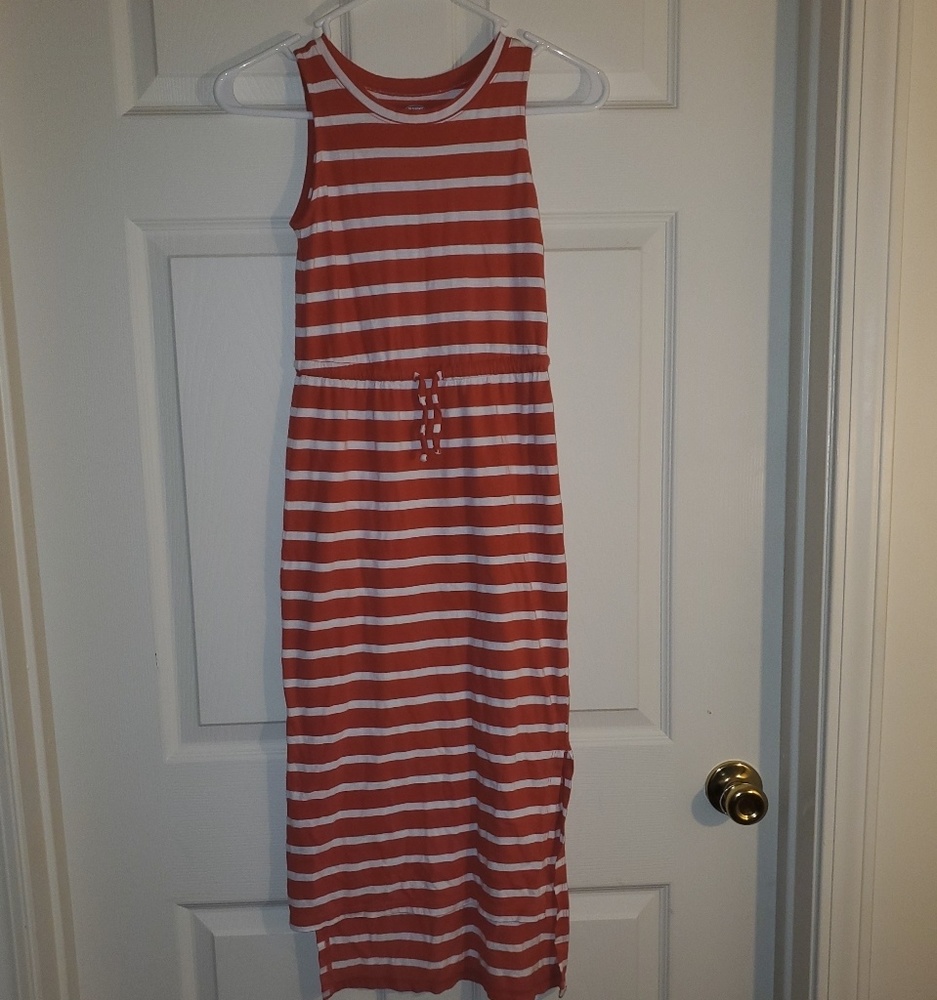 OLD NAVY girls red&white striped maxi Medium (8)